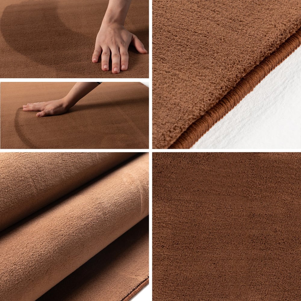 Tapis lavable rond en microfibre douce - marron 120x120cm — vue 4