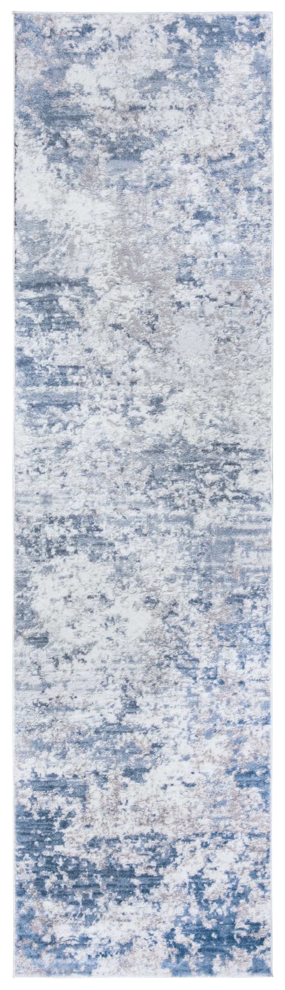 Tapis contemporain en polypropylène gris/bleu, 66 x 122 cm