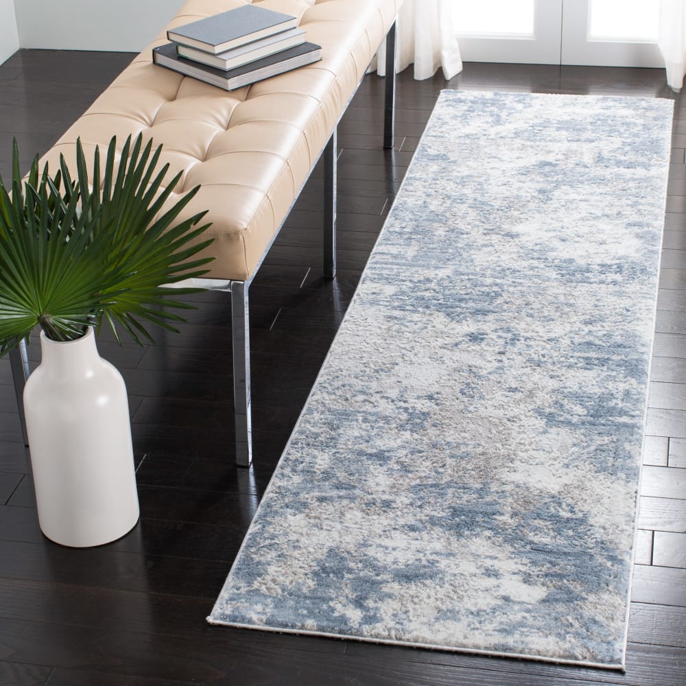 Tapis contemporain en polypropylène gris/bleu, 66 x 122 cm — vue 3