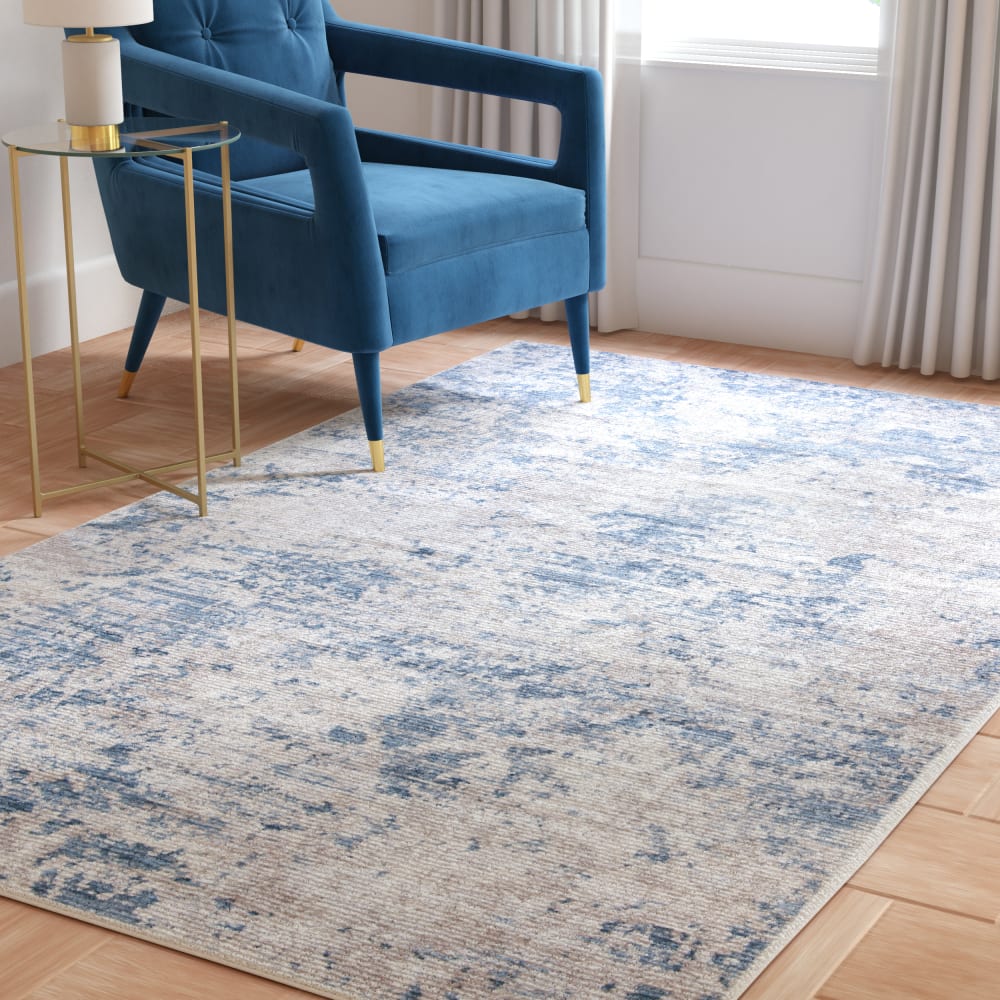 Tapis contemporain en polypropylène gris/bleu, 66 x 122 cm — vue 4