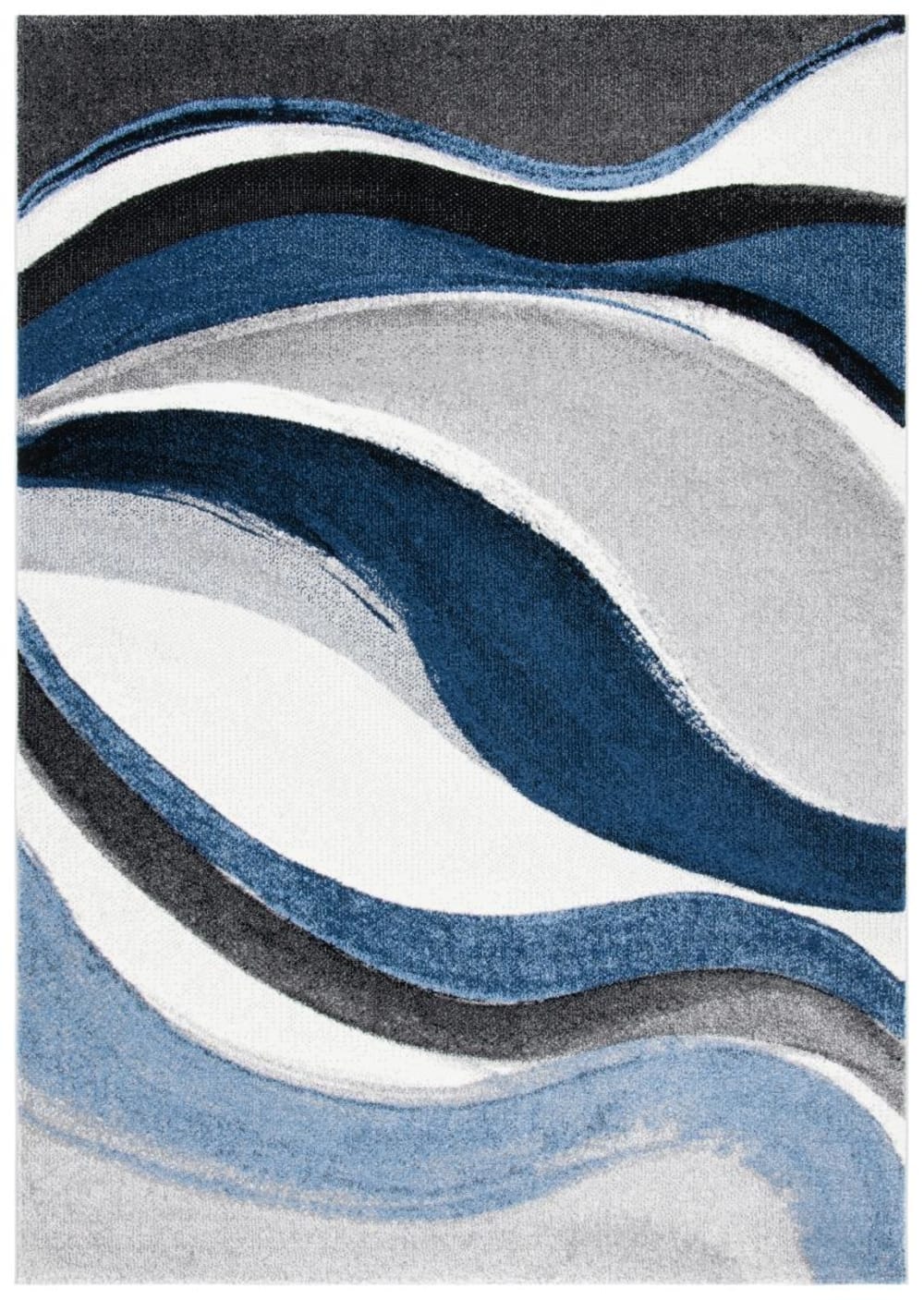 Tapis contemporain en polypropylène gris/bleu, 69 x 122 cm