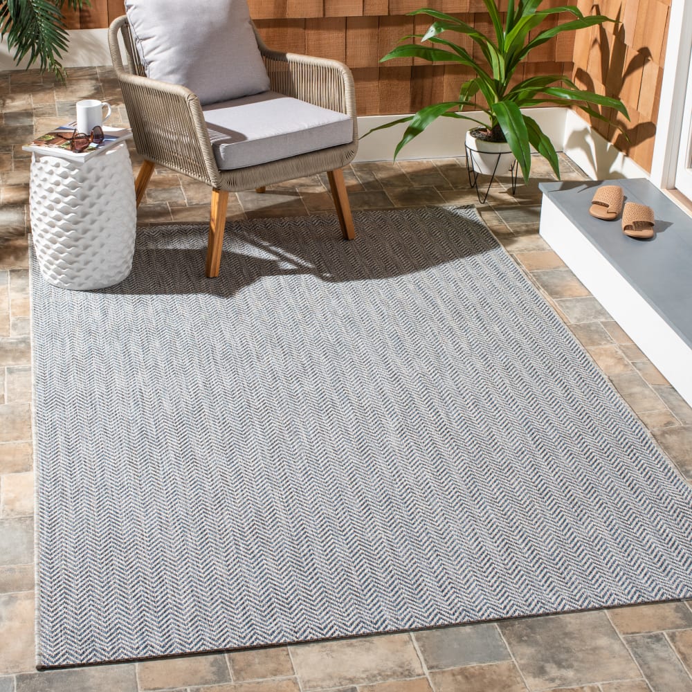Tapis contemporain en polypropylène gris/bleu, 122 x 170 cm — vue 3