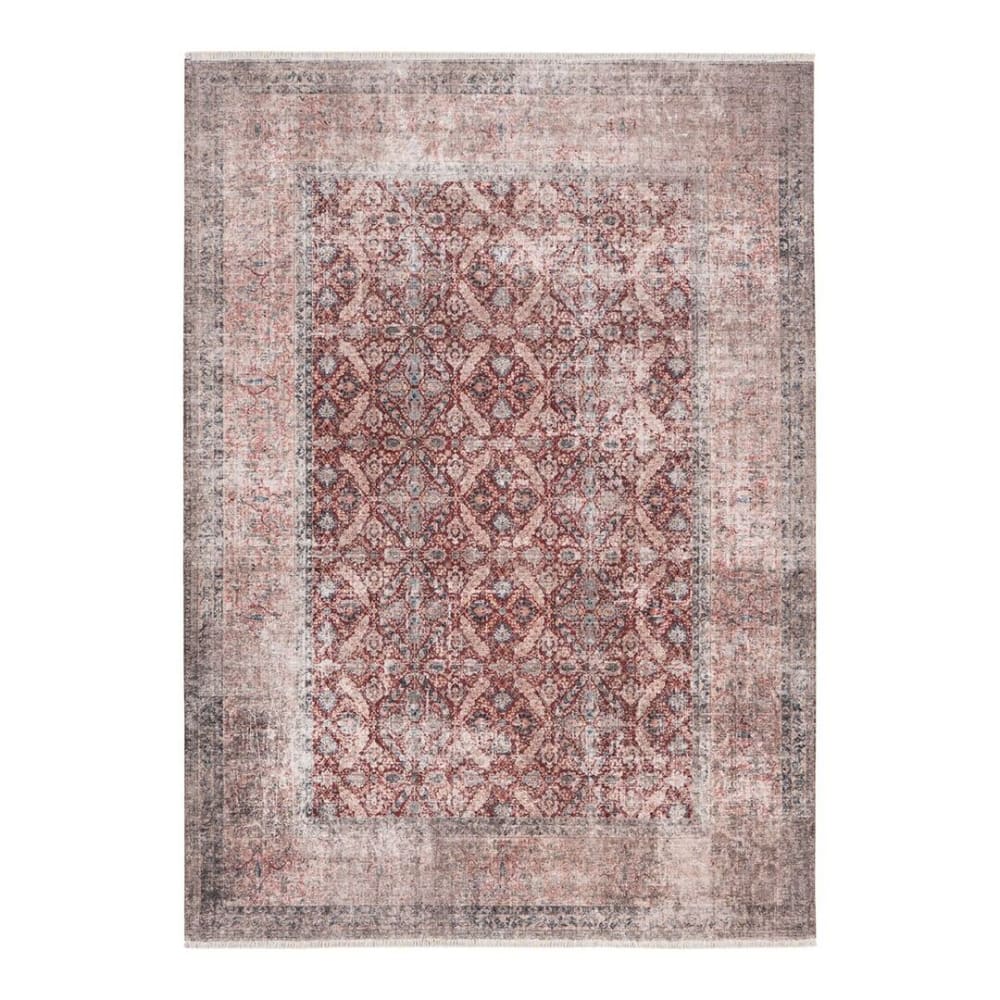 Tapis rayé vintage en coton rouge 120x170