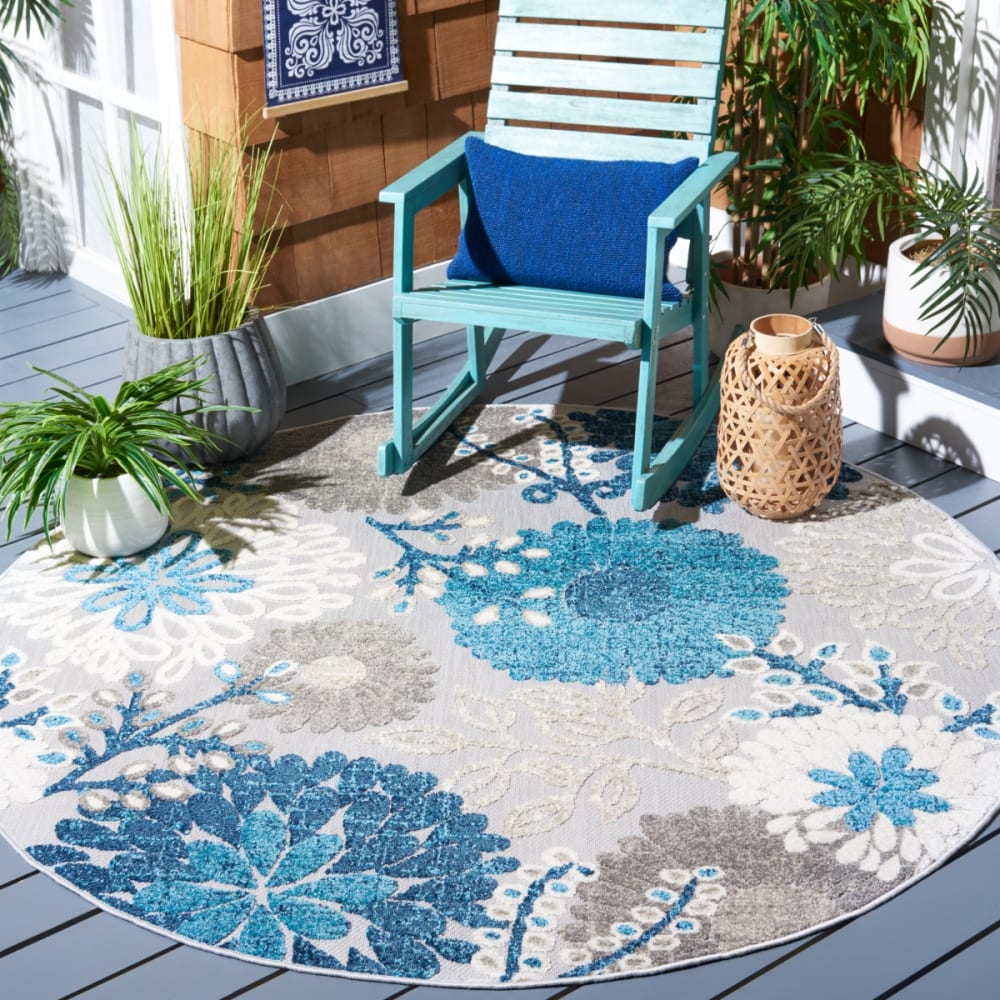 Tapis moderne en polypropylène gris/bleu, 122 cm — vue 3