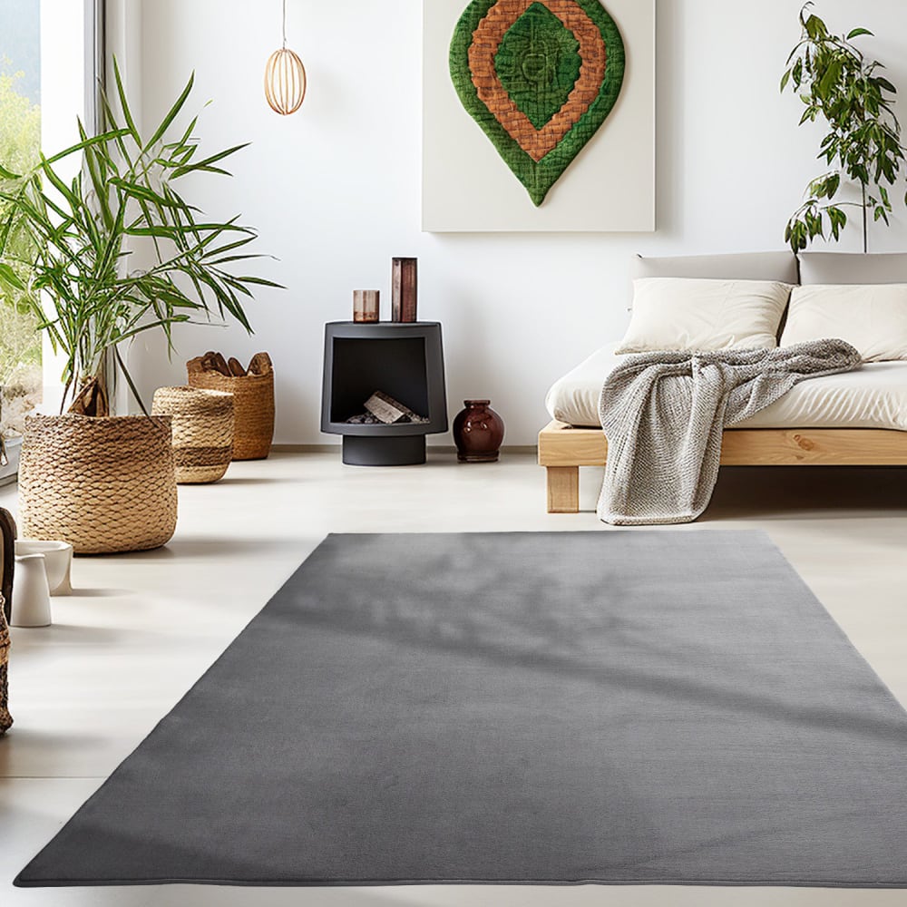 Tapis lavable en microfibre douce - gris foncé 120x170cm — vue 3