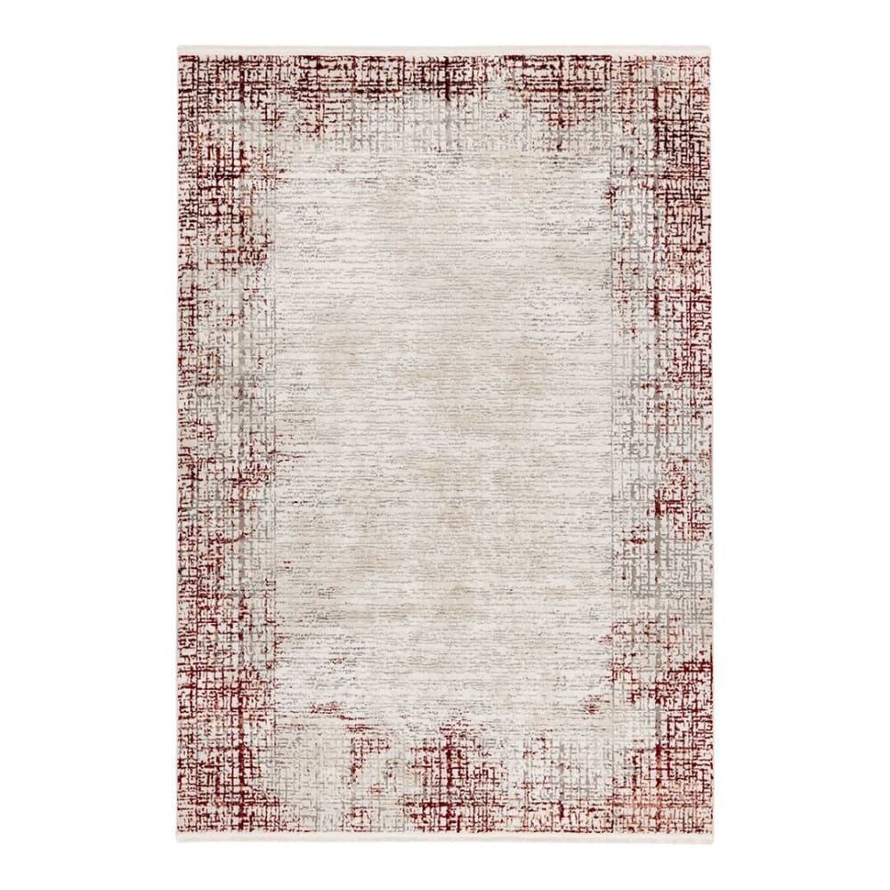 Tapis rayé design en polyester rouge 120x170