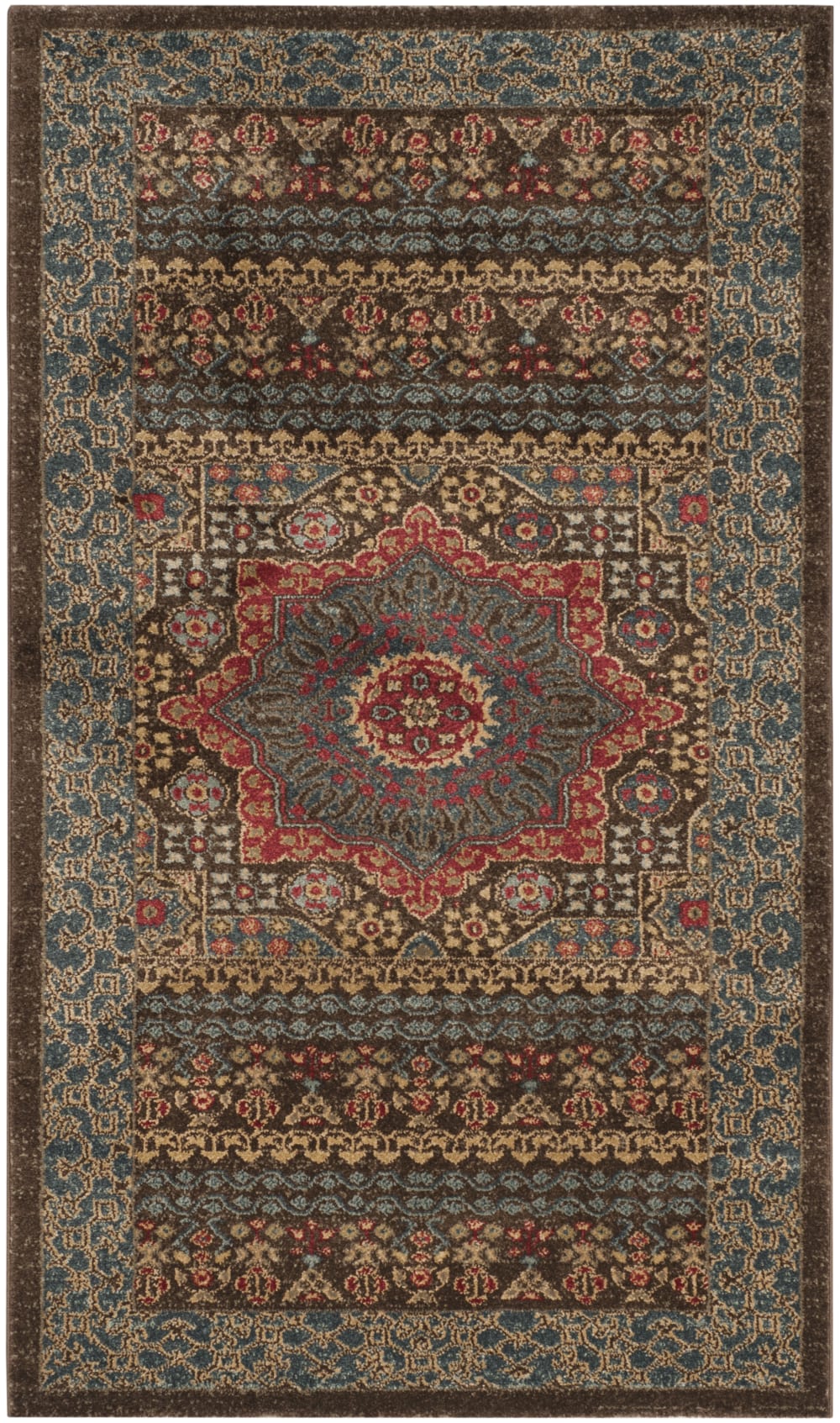 Tapis traditionnel en polypropylène bleu/rouge, 122 x 170 cm