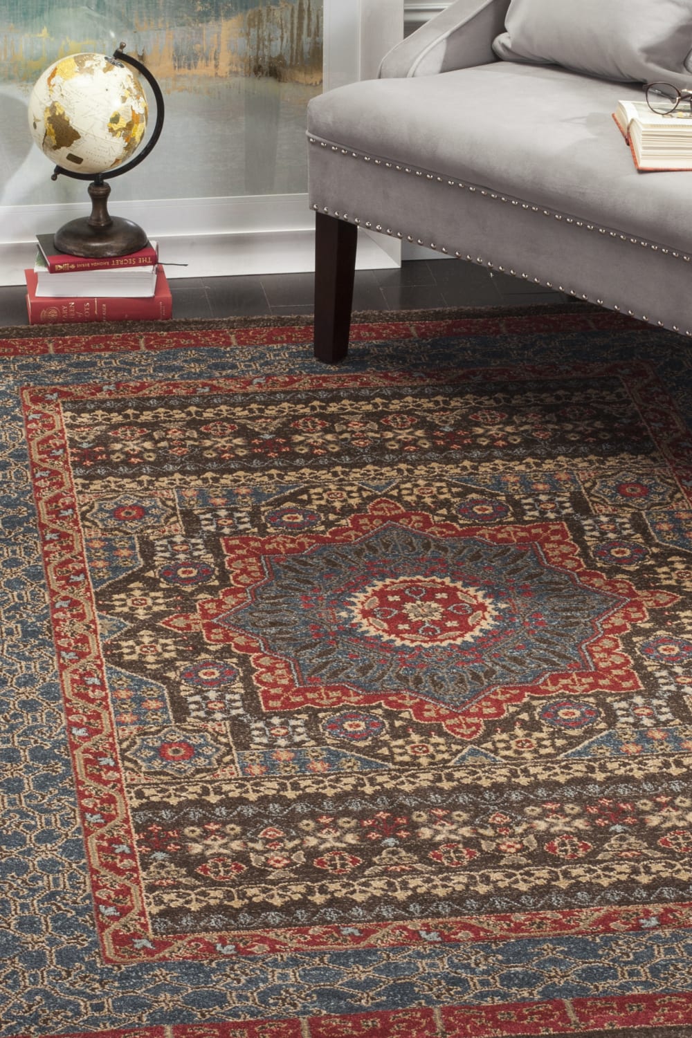 Tapis traditionnel en polypropylène bleu/rouge, 122 x 170 cm — vue 3