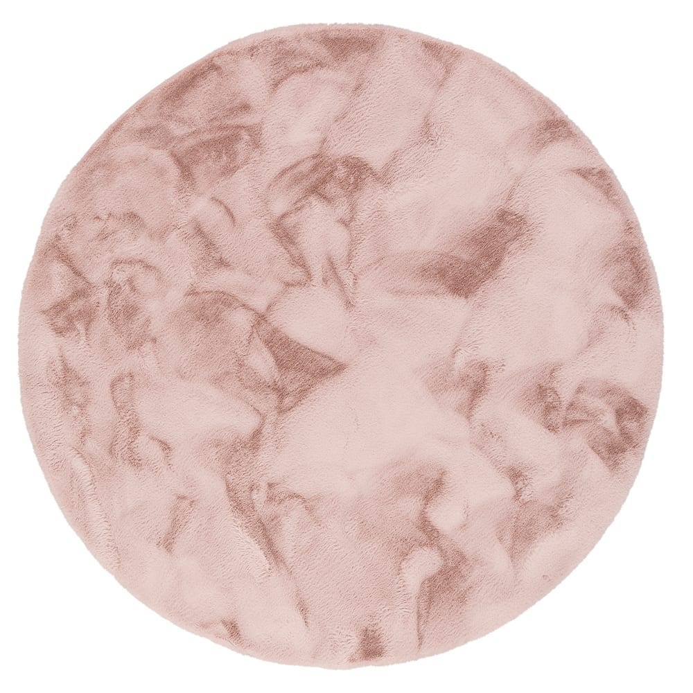 Tapis rond en fausse - vieux rose