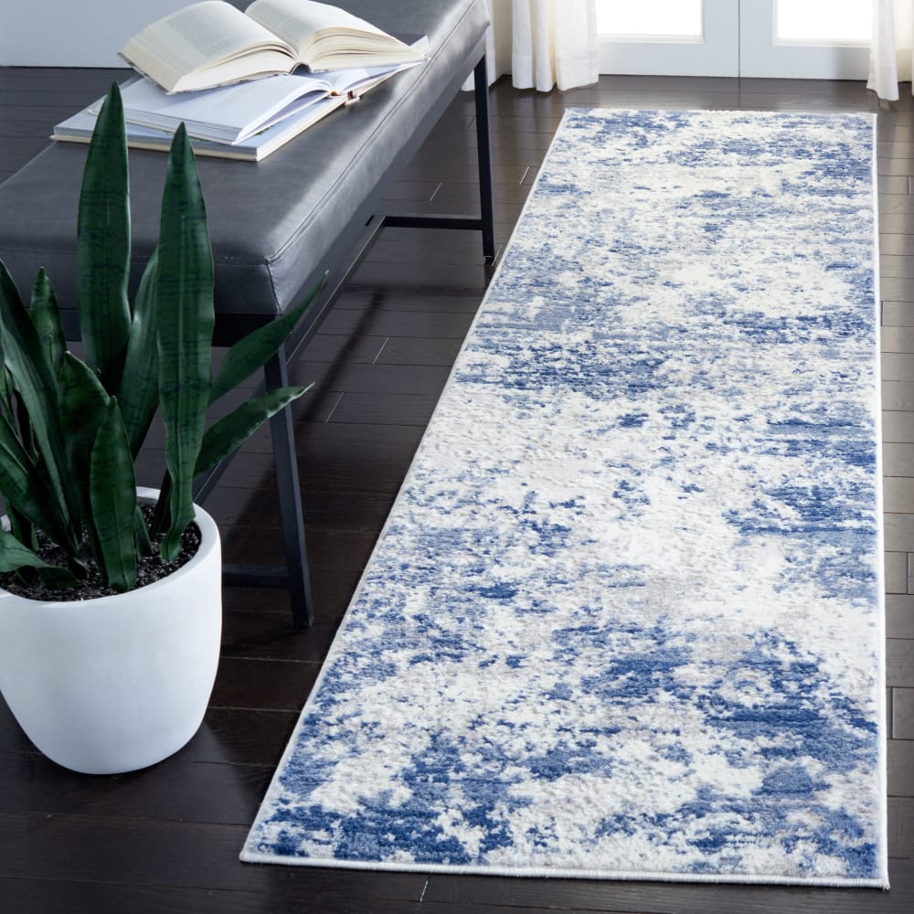 Tapis contemporain en polypropylène bleu/gris, 66 x 122 cm — vue 3