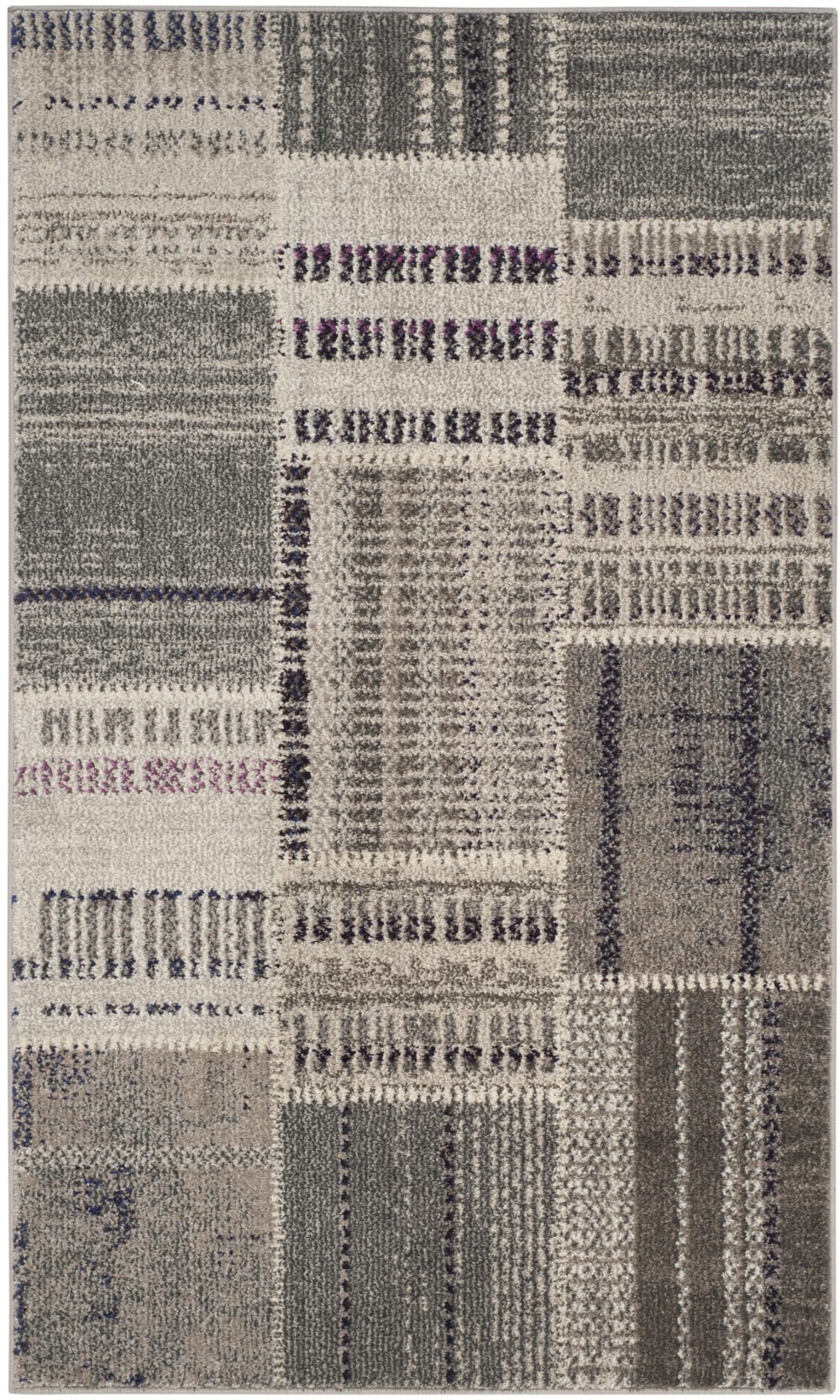 Tapis bohème chic en polypropylène gris/multicolore, 122 x 170 cm