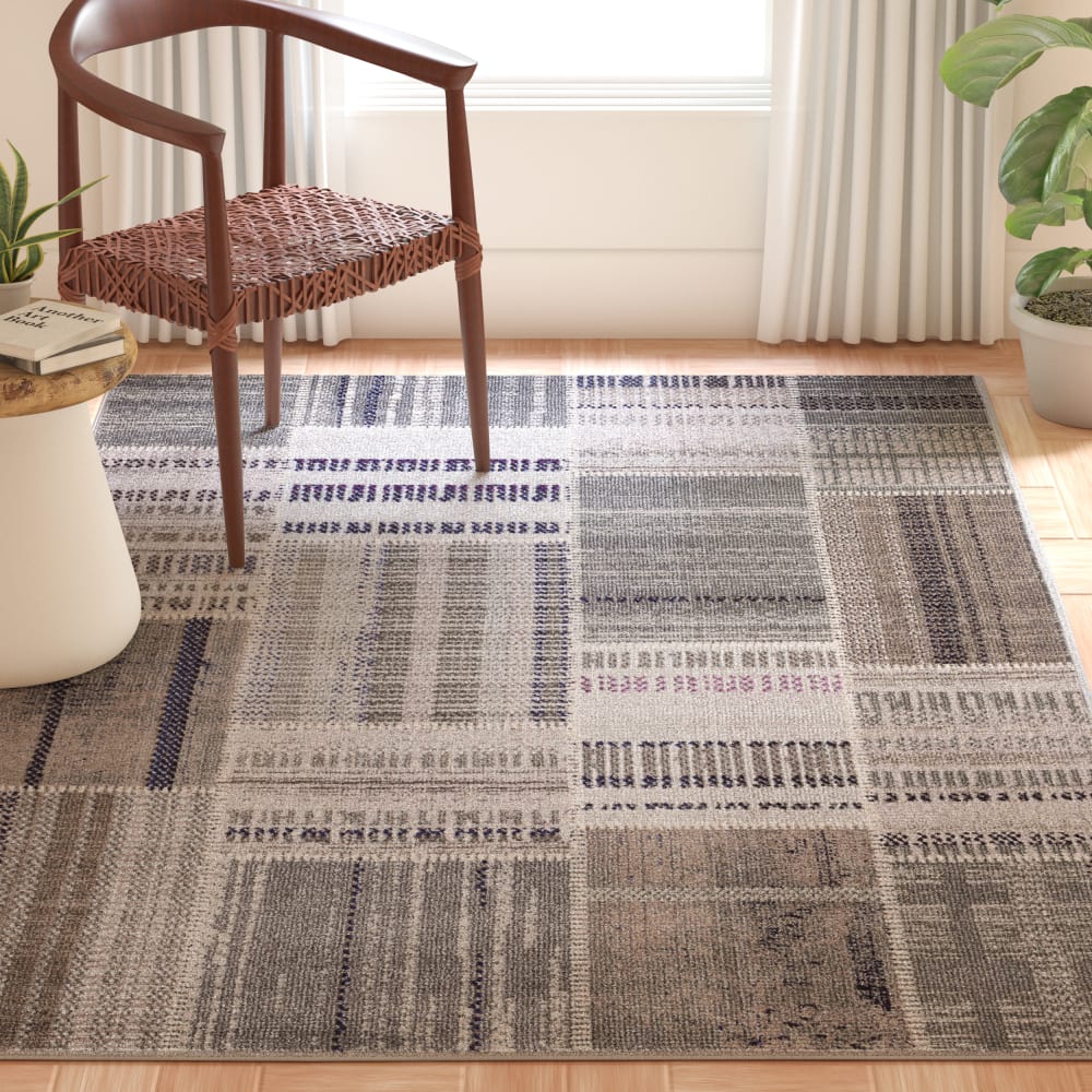 Tapis bohème chic en polypropylène gris/multicolore, 122 x 170 cm — vue 3