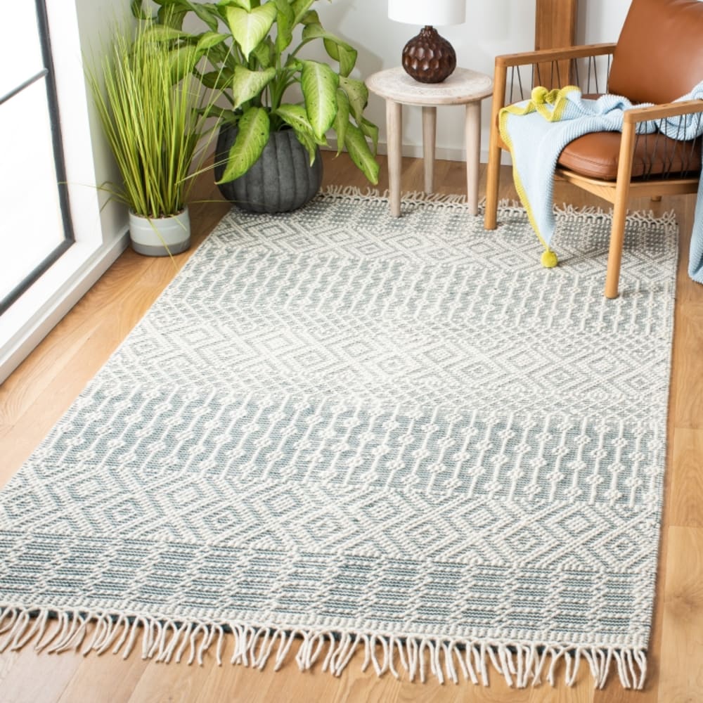 Tapis bohémien en laine vert, 122 x 183 cm — vue 3