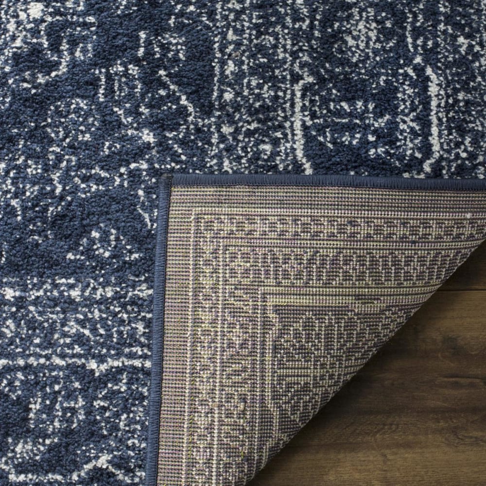 Tapis médaillon en polypropylène bleu/blanc, 76 x 122 cm — vue 3