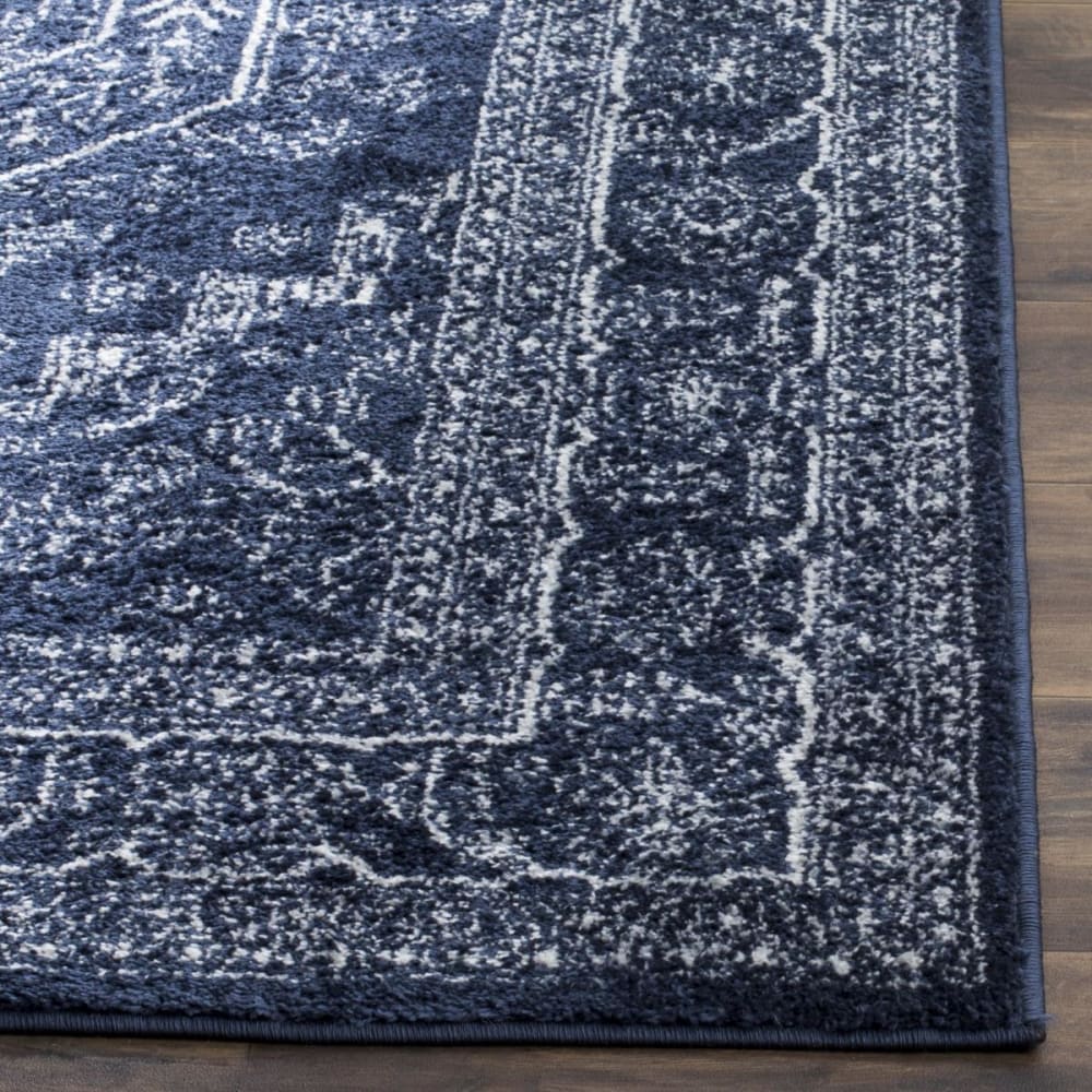 Tapis médaillon en polypropylène bleu/blanc, 76 x 122 cm — vue 4