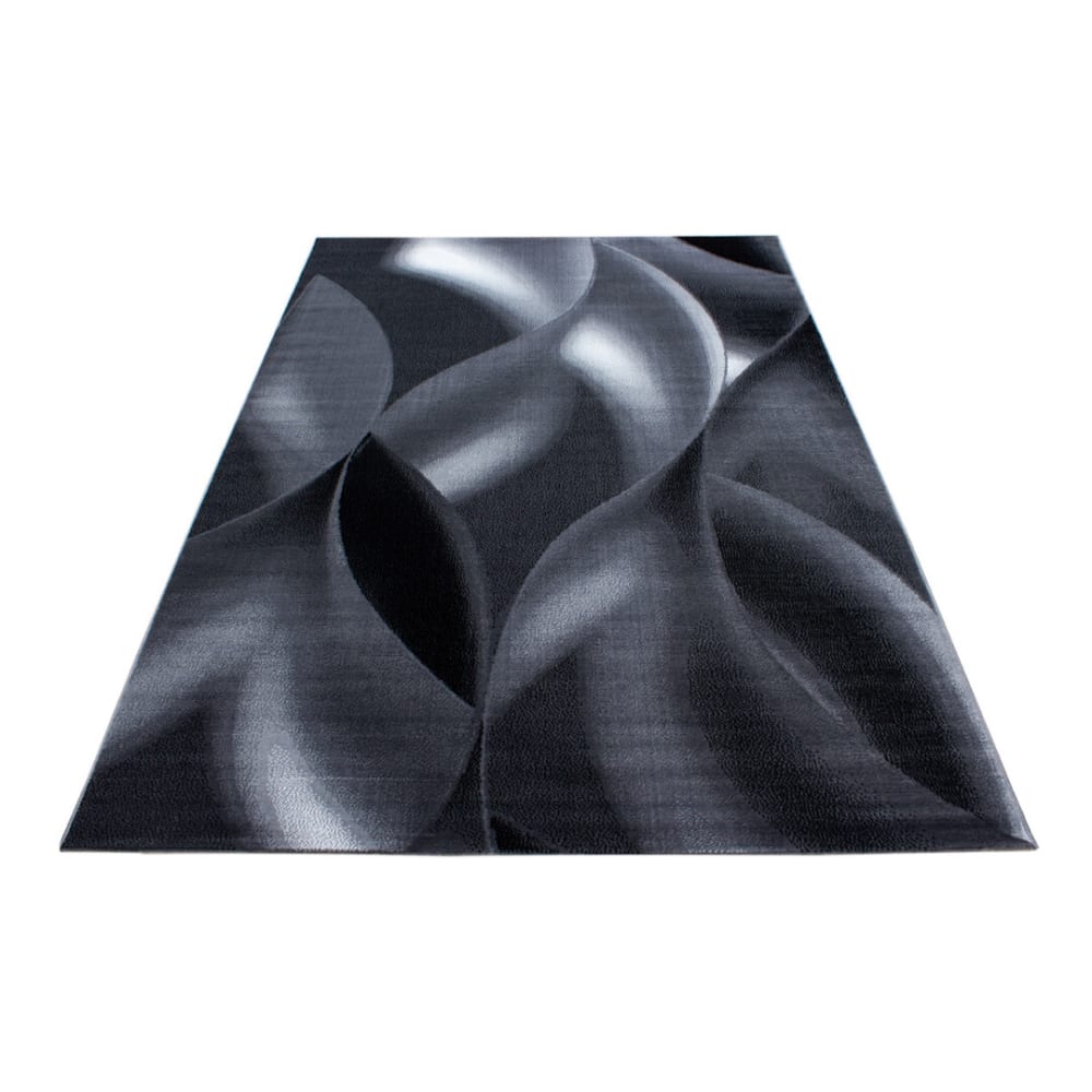 Tapis courbe design en polypropylène noir 120x170