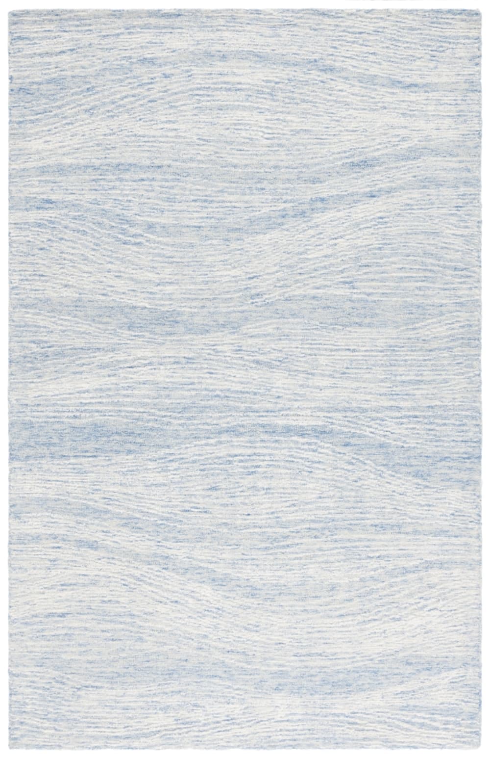 Tapis moderne contemporain en laine bleu/blanc, 122 x 183 cm