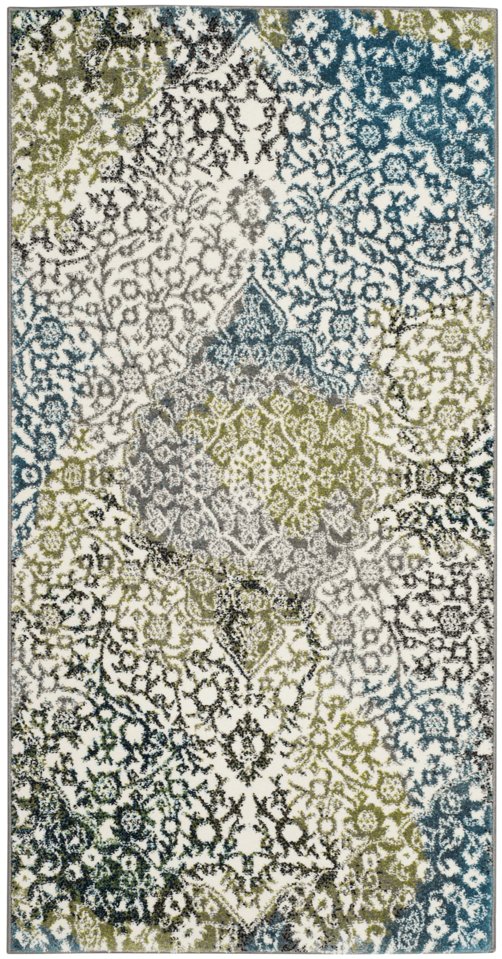 Tapis abstrait en polypropylène blanc/bleu, 122 x 183 cm
