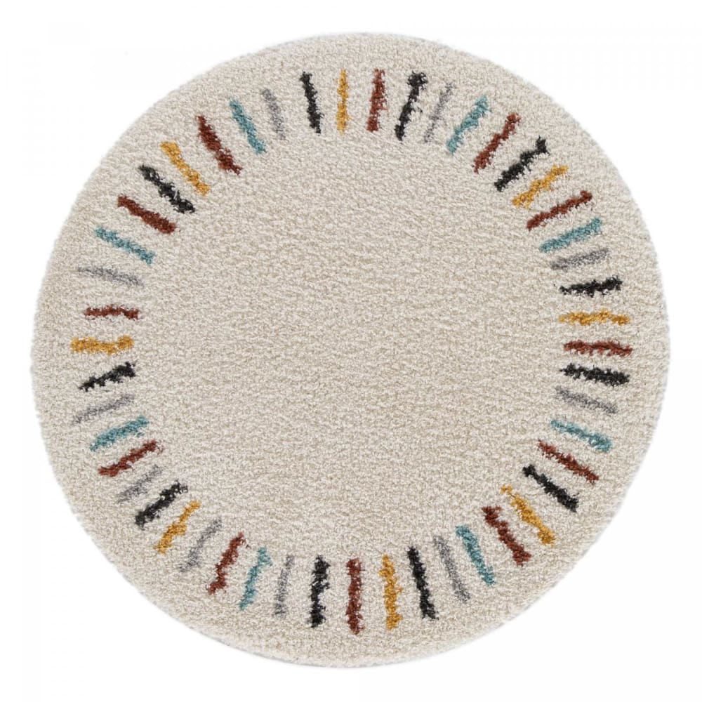 Tapis+salon+RADI+3+Beige+120x120+rond+en+polypropylene+doux+et+soyeux