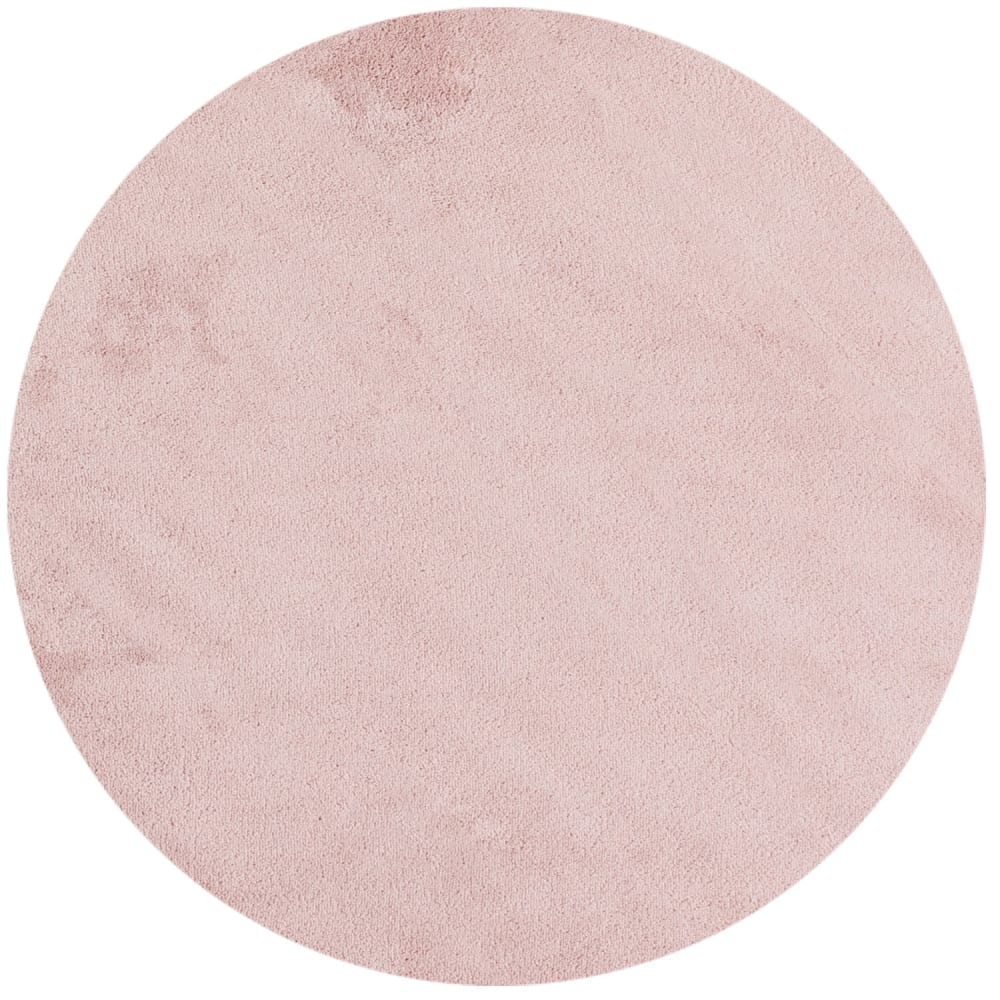 Tapis Lavable Rond en microfibre douce - Rose Poudré 120x120cm
