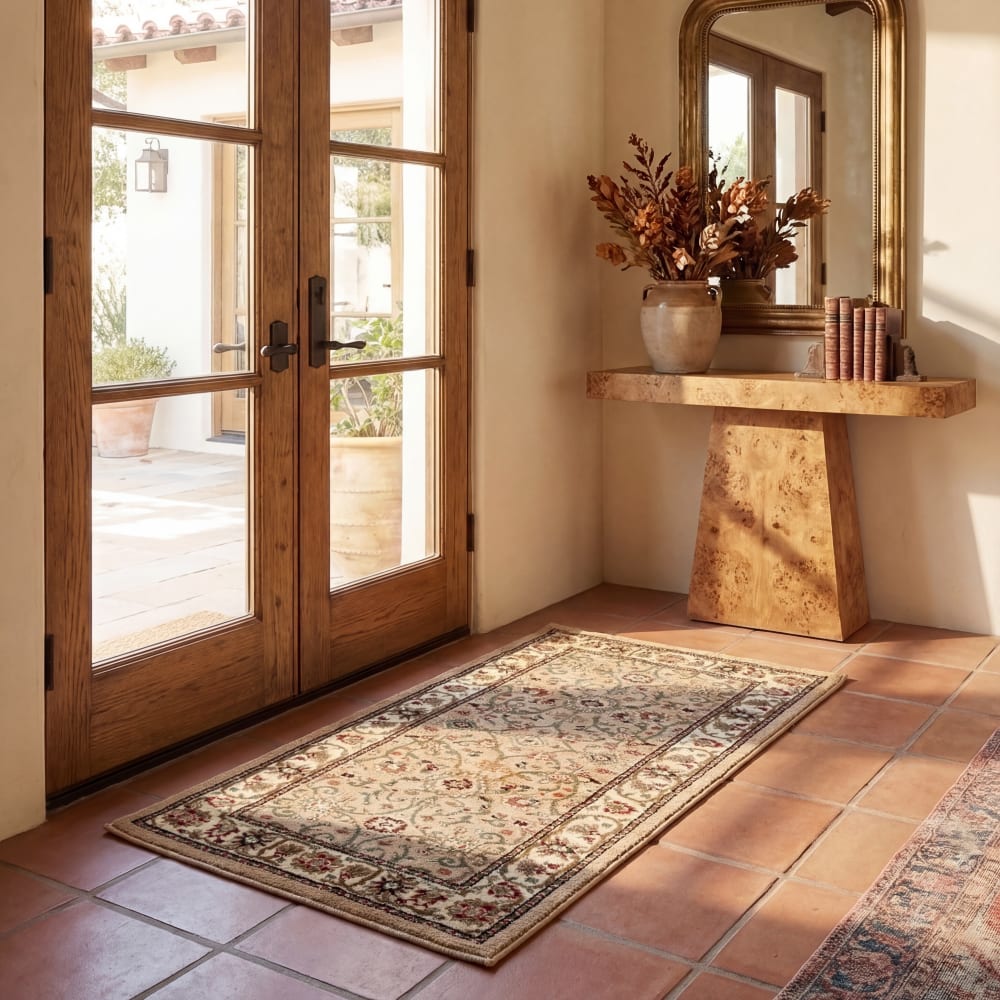 Tapis traditionnel en polypropylène beige/blanc, 69 x 122 cm — vue 3