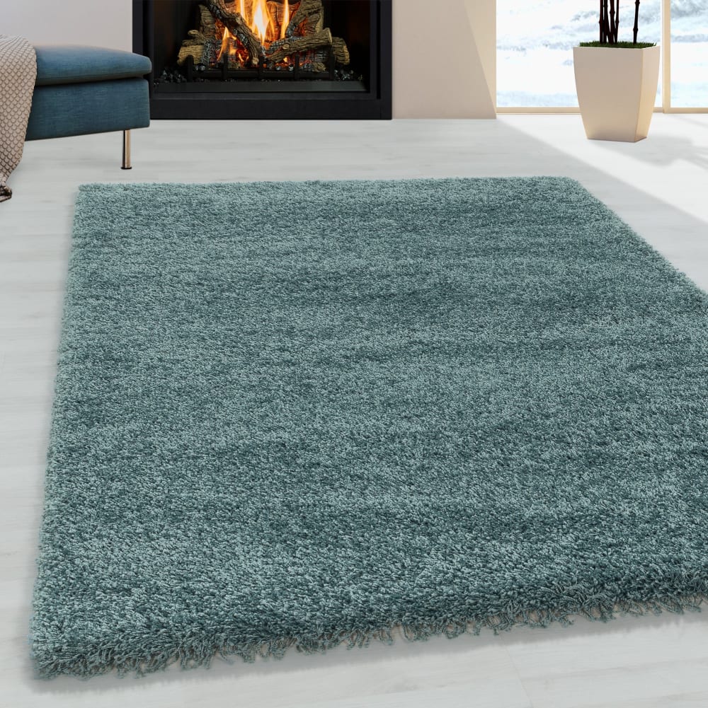 Tapis à poils longs doux turquoise 120x170cm — vue 3