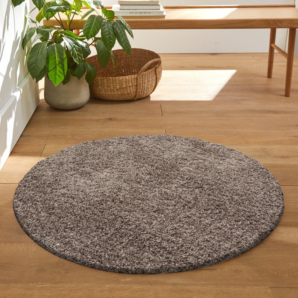 Shaggy - tapis uni rond - café 120 x 120 cm — vue 3