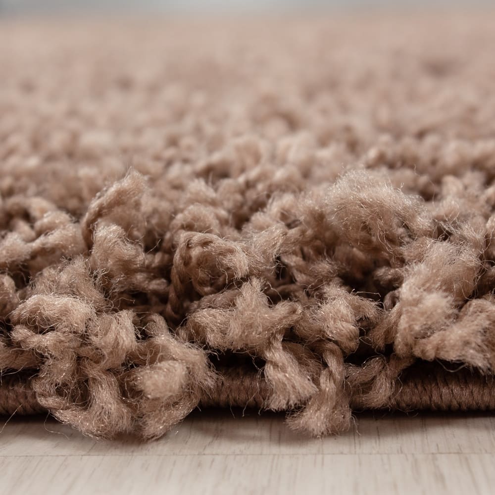 Shaggy - tapis uni rond - café 120 x 120 cm — vue 4