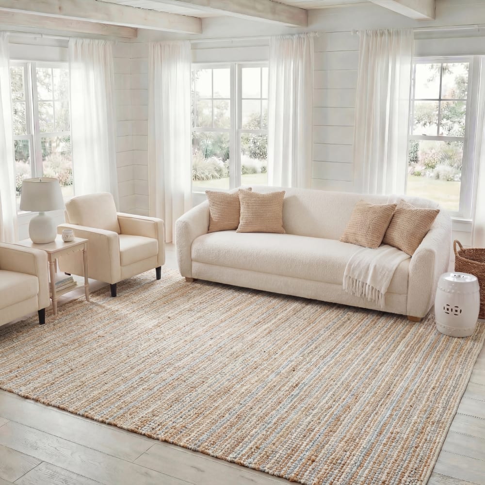 Tapis en jute gris/beige, 122 x 122 cm — vue 3