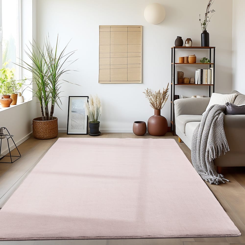 Tapis lavable en microfibre douce - rose poudré 120x170cm — vue 3