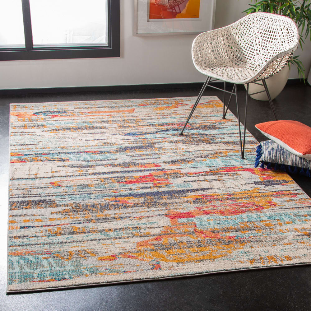 Tapis contemporain en polypropylène blanc/multicolore, 122 x 183 cm — vue 3