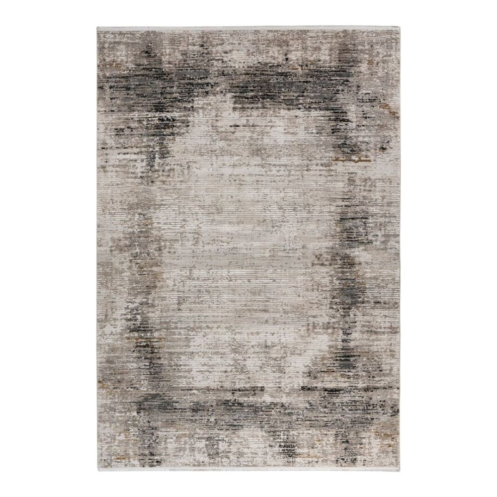 Tapis rayé vintage en polyester gris 120x170