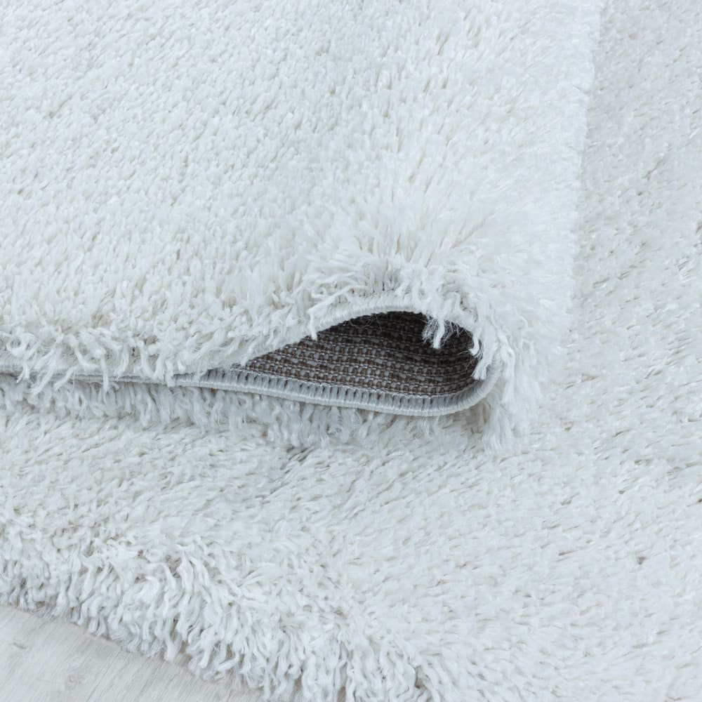 Tapis cosy rond à poils longs blanc 120x120cm — vue 4