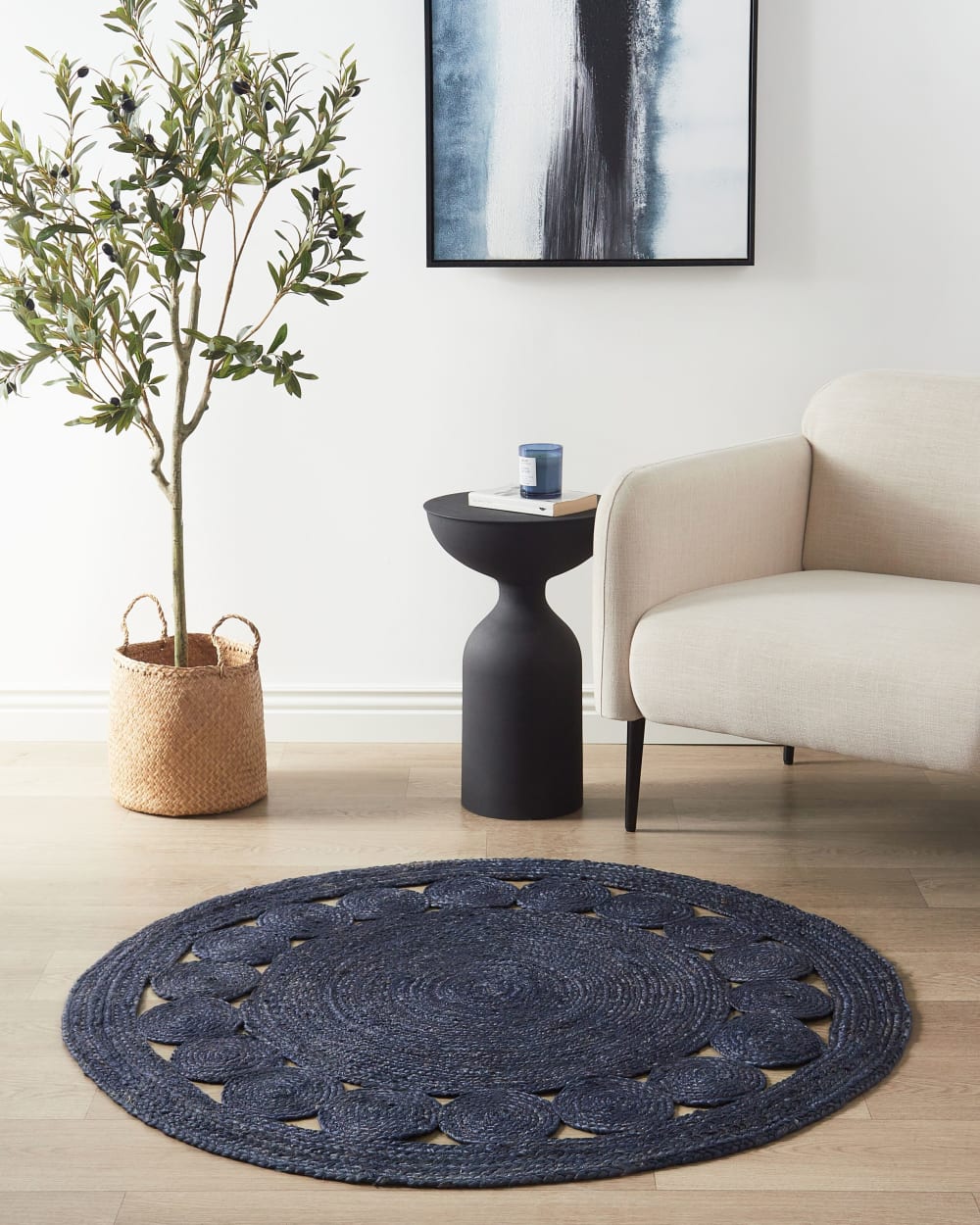 Tapis en tissu bleu 120x120cm — vue 3