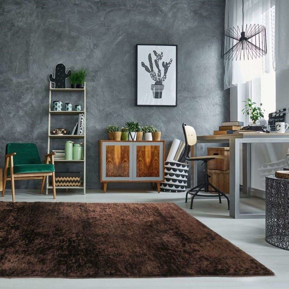Tapis à poils longs effet soyeux chocolat 120x170 — vue 3