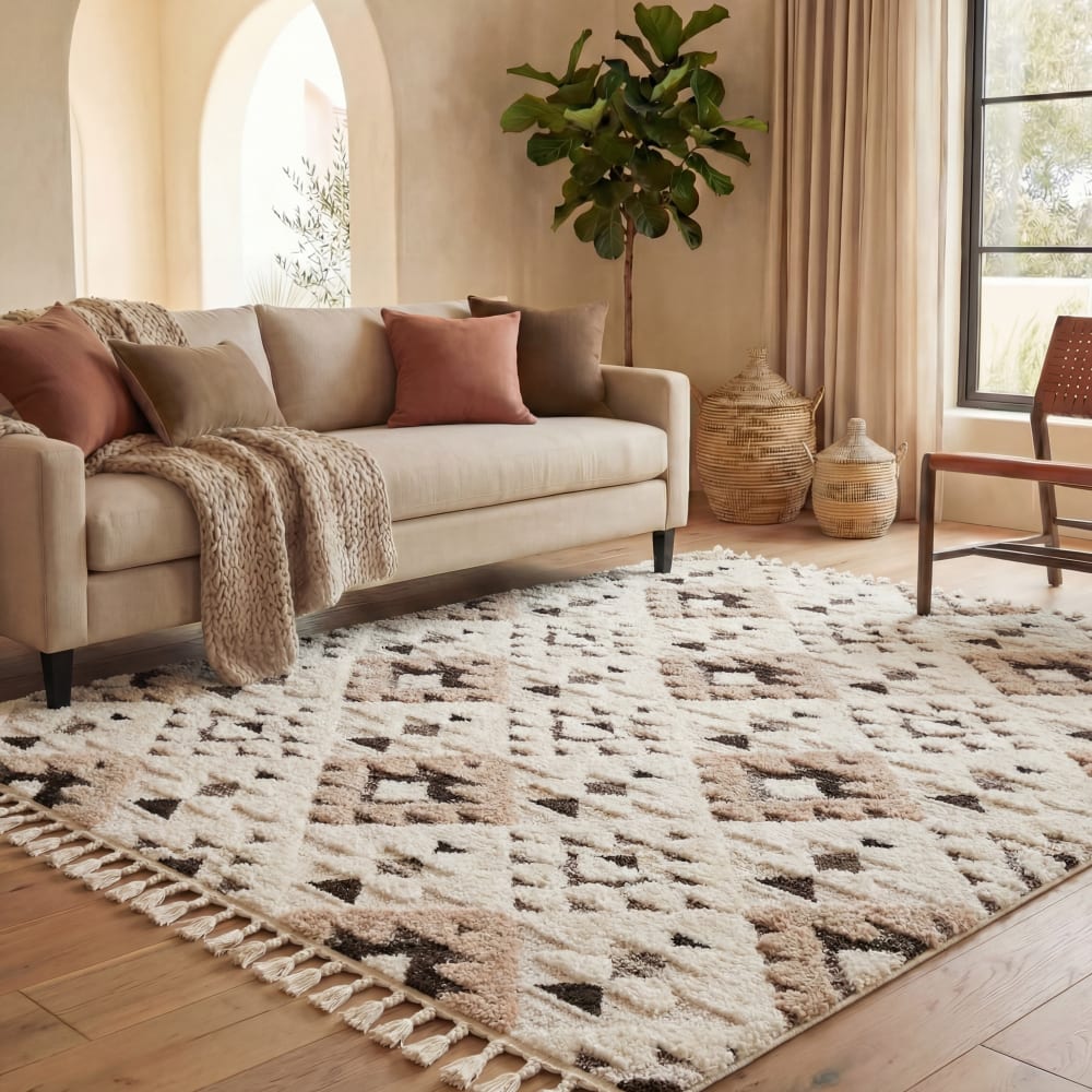 Tapis en polypropylène blanc/brun, 69 x 122 cm — vue 4