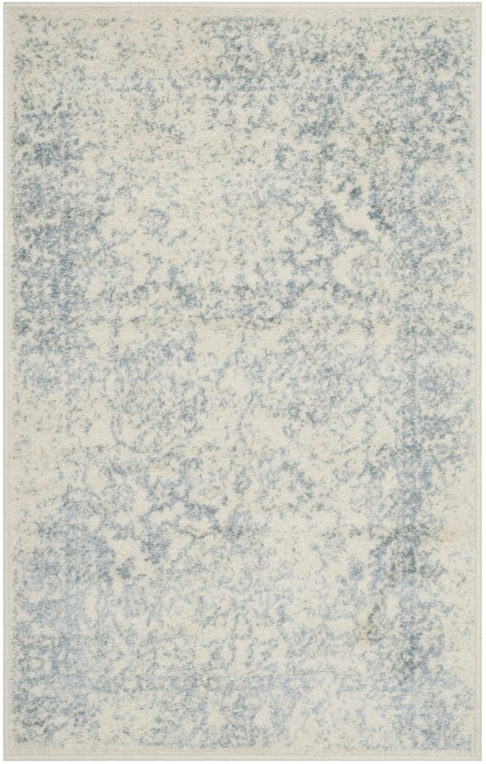 Tapis vintage patiné en polypropylène blanc/gris, 76 x 122 cm