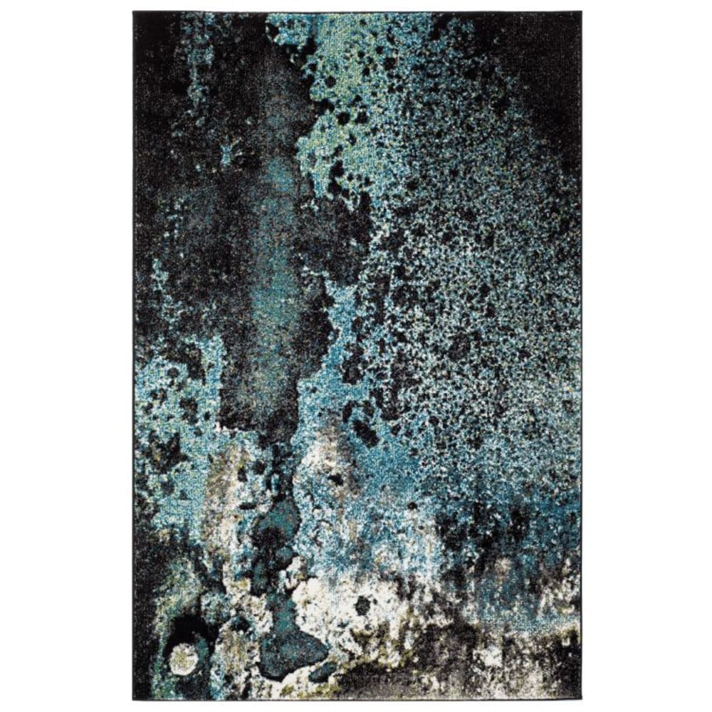 Tapis contemporain en polypropylène bleu/multicolore, 122 x 183 cm