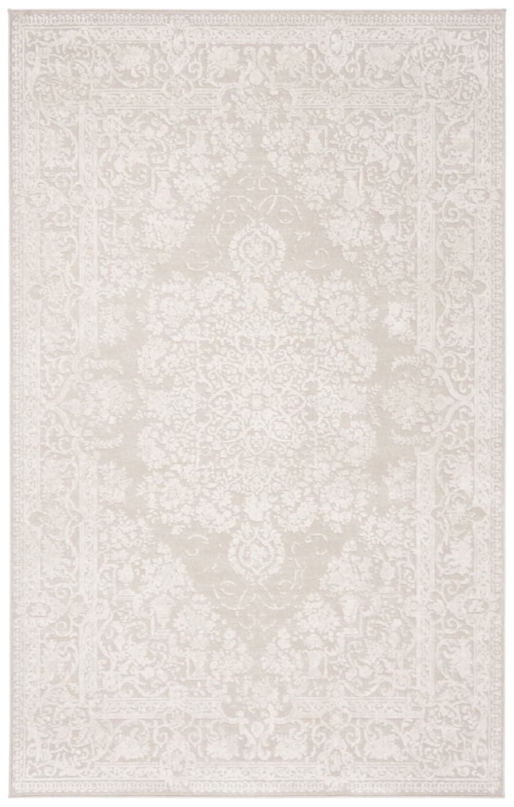 Tapis contemporain en polyester beige/blanc, 122 x 183 cm