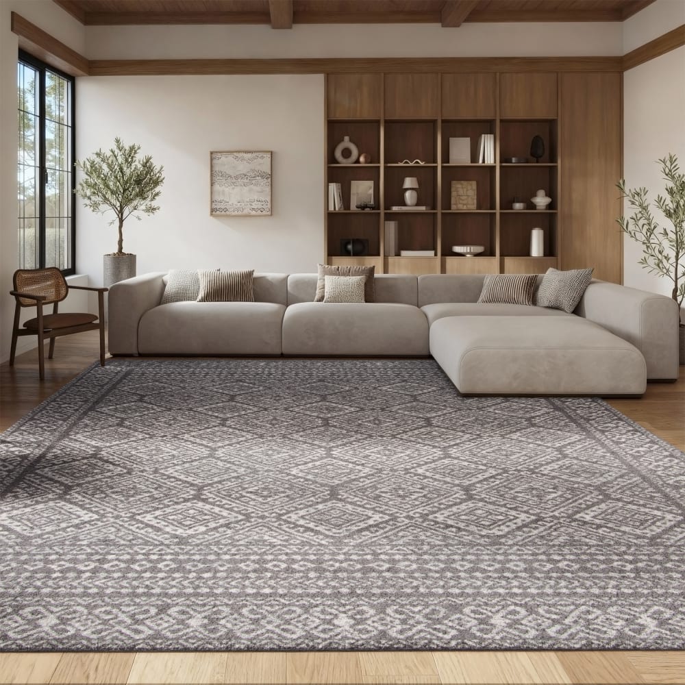 Tapis de transition en polypropylène gris/blanc, 122 x 183 cm — vue 3