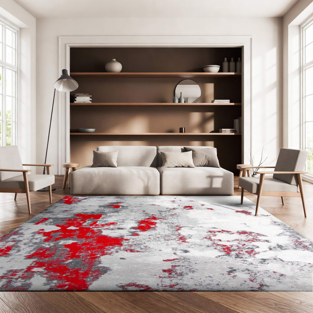 Tapis en polypropylène rouge/gris, 122 x 183 cm — vue 3