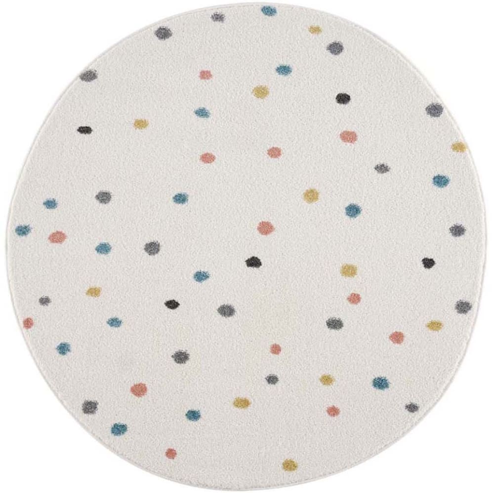 Tapis Rond pour chambre d'enfant Crème motifs Terrazzo 120x120cm