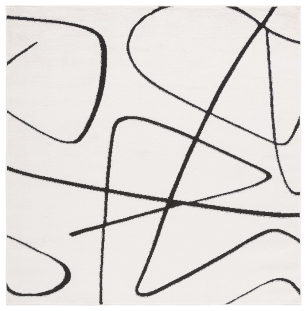 Tapis polyester ivoire / noir 122 x 122 cm