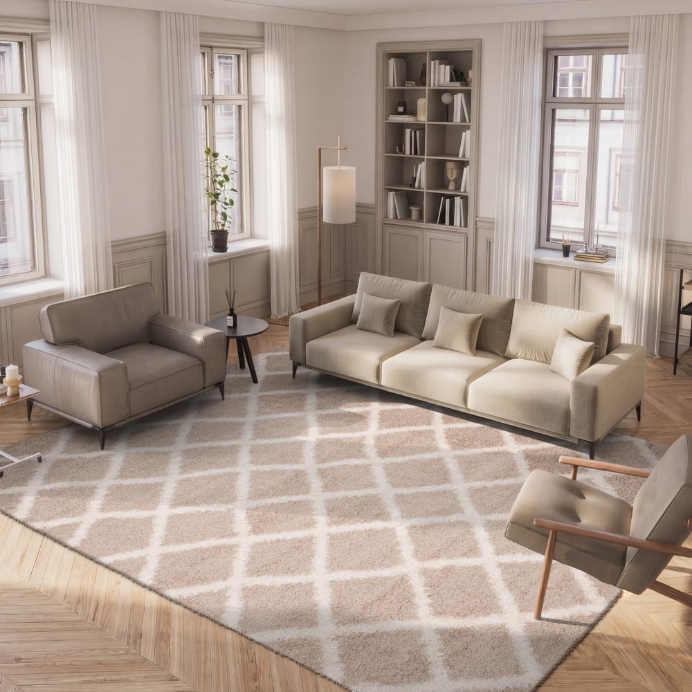 Tapis en polypropylène beige/blanc, 122 x 183 cm — vue 3
