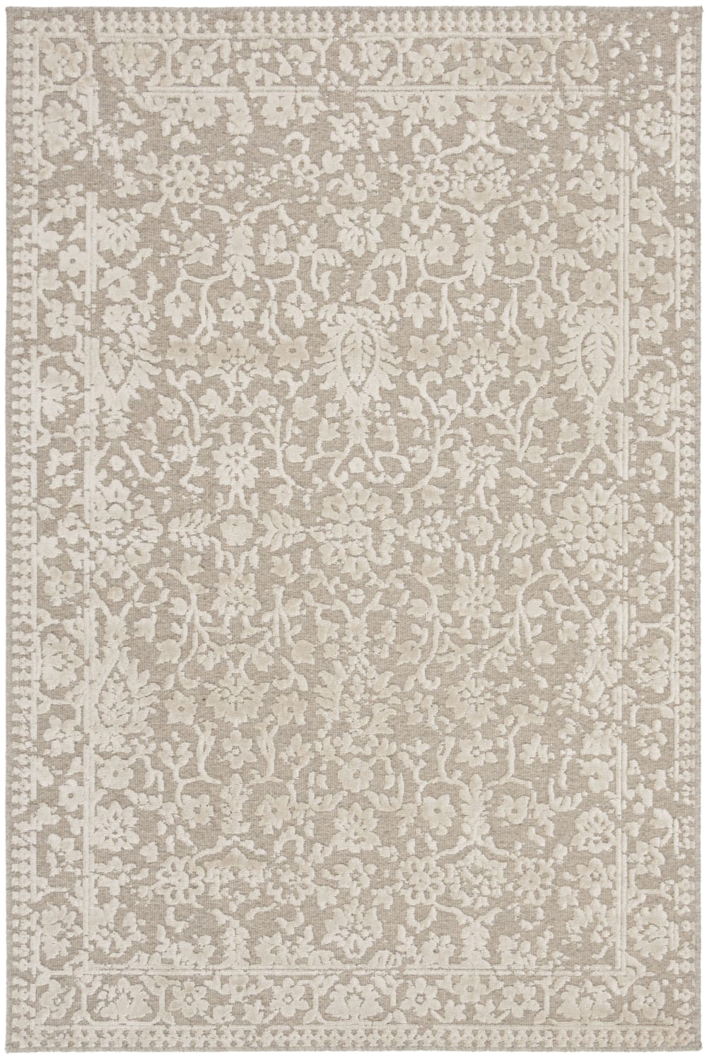 Tapis géométrique en viscose beige, 122 x 183 cm