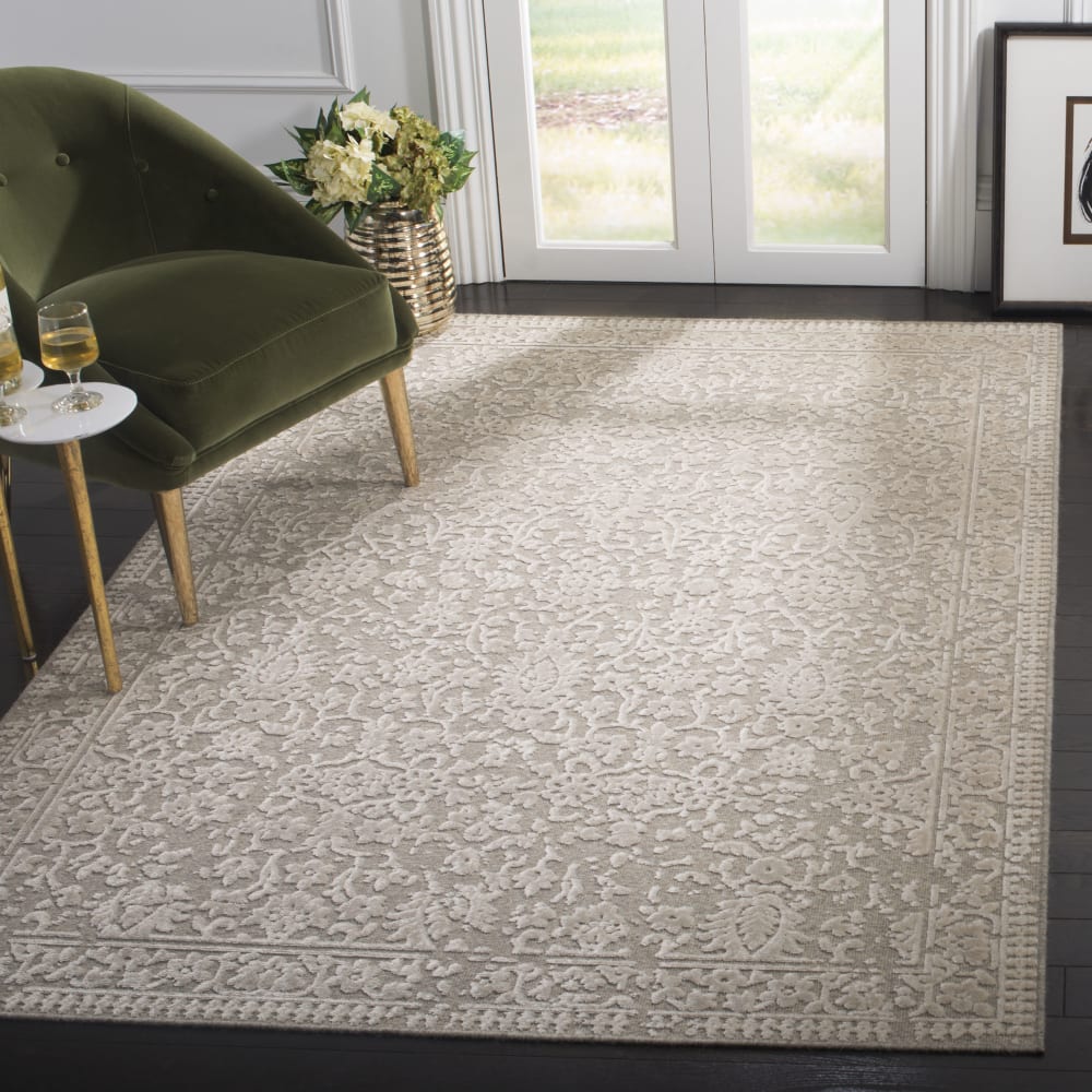 Tapis géométrique en viscose beige, 122 x 183 cm — vue 3