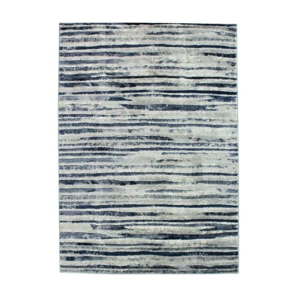 Tapis effet ciselé motif horizon bleu 120x170