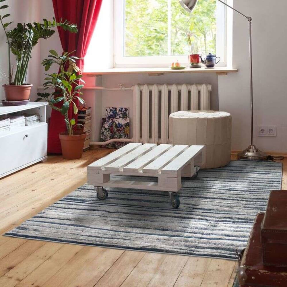 Tapis effet ciselé motif horizon bleu 120x170 — vue 3