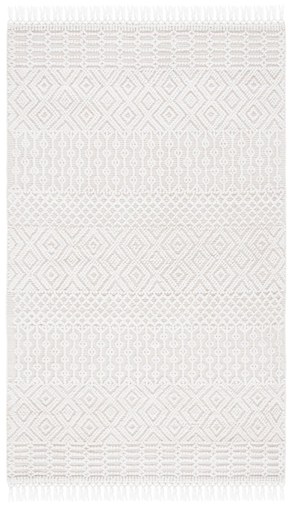 Tapis bohème en coton blanc, 122 x 183 cm