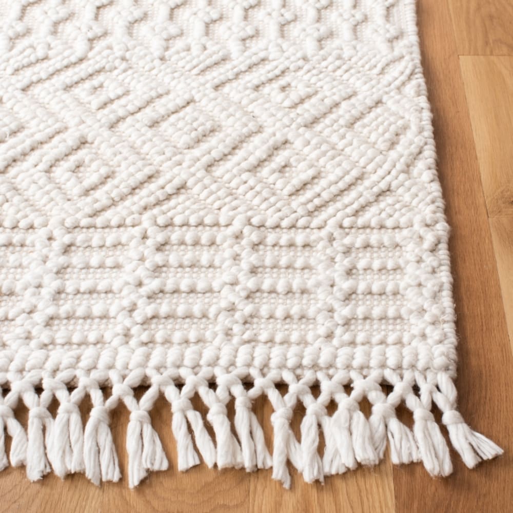 Tapis bohème en coton blanc, 122 x 183 cm — vue 4